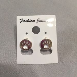 Paw Imprint Silver‎ Earrings-New